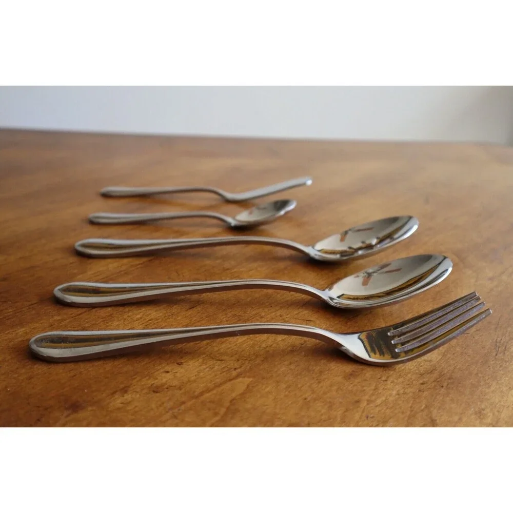 Lot 5 Oneida ICARUS Stainless Glossy Serving Spoon Pierced Solid Meat Fork China